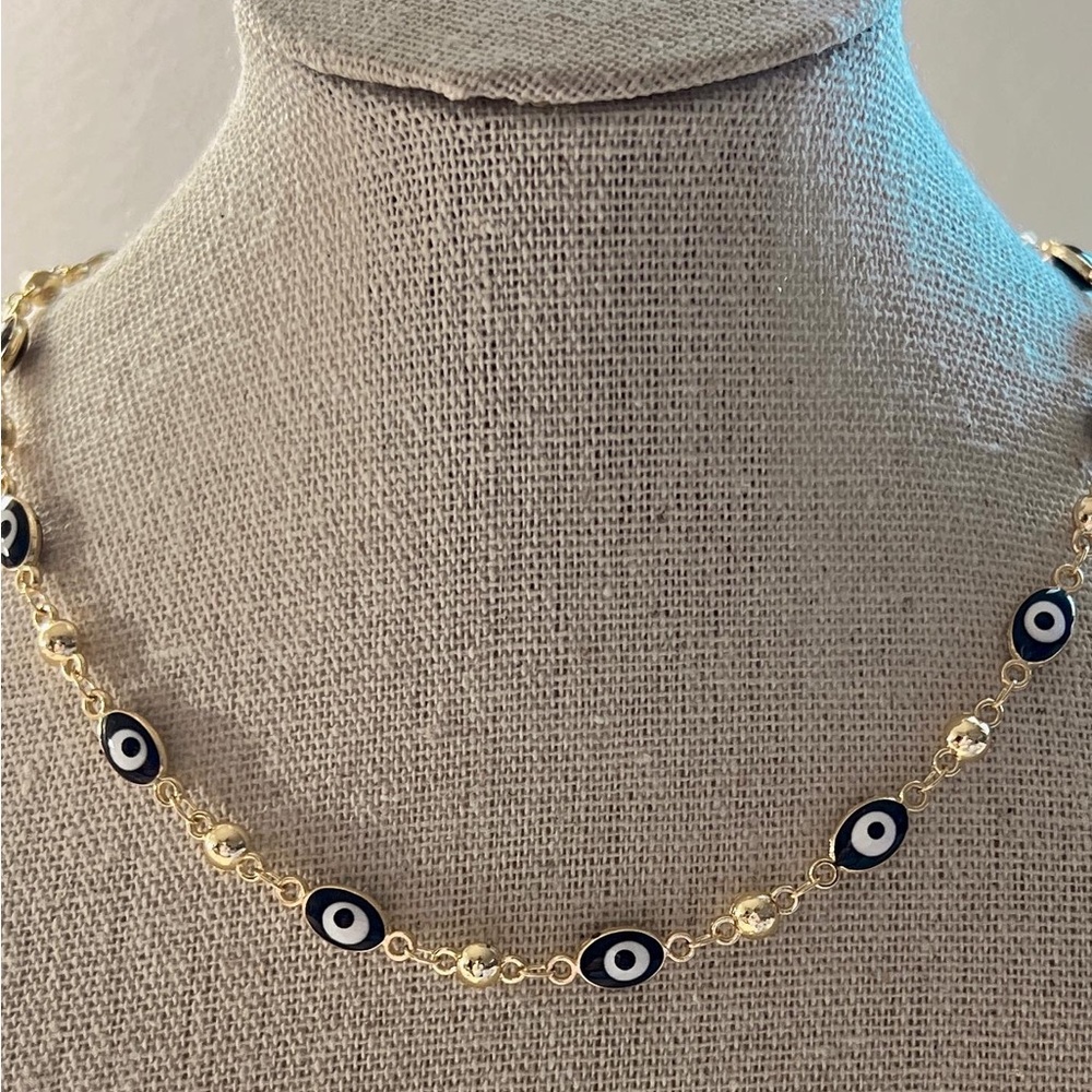 18k Gold Plated "Black Evil Eye" Necklace